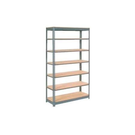 Global Equipment Heavy Duty Shelving 48"W x 24"D x 84"H With 7 Shelves - Wood Deck - Gray 255507